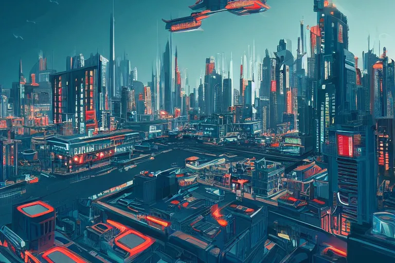 Image similar to cityscape of the future in the style of Romain Trystram, digital art, HD Wallpaper