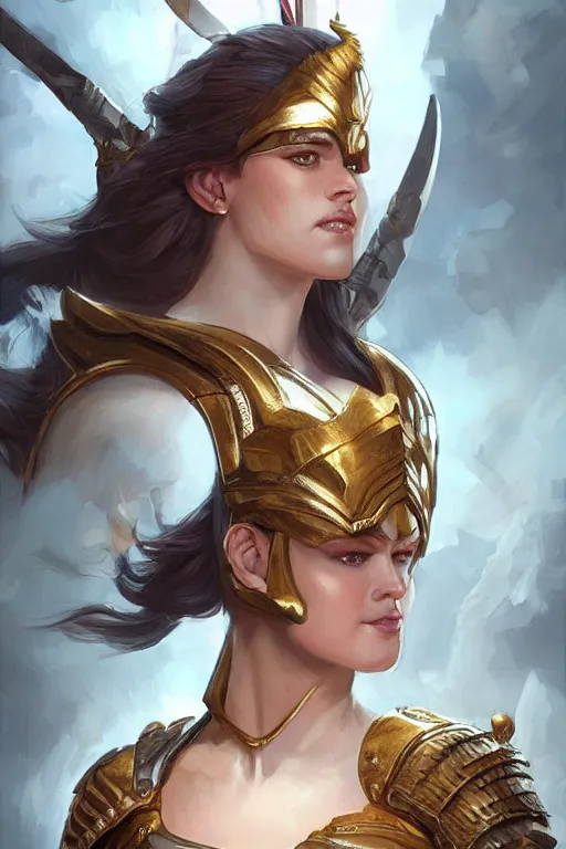 Image similar to amazon valkyrie athena, d & d, fantasy, portrait, highly detailed, headshot, digital painting, trending on artstation, concept art, sharp focus, illustration, art by artgerm and greg rutkowski and magali villeneuve