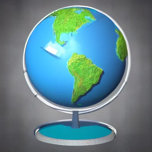 Image similar to an globe with famous 3 d landmarks on it, 3 d render, 3 d model, smooth, ray tracing, illustration