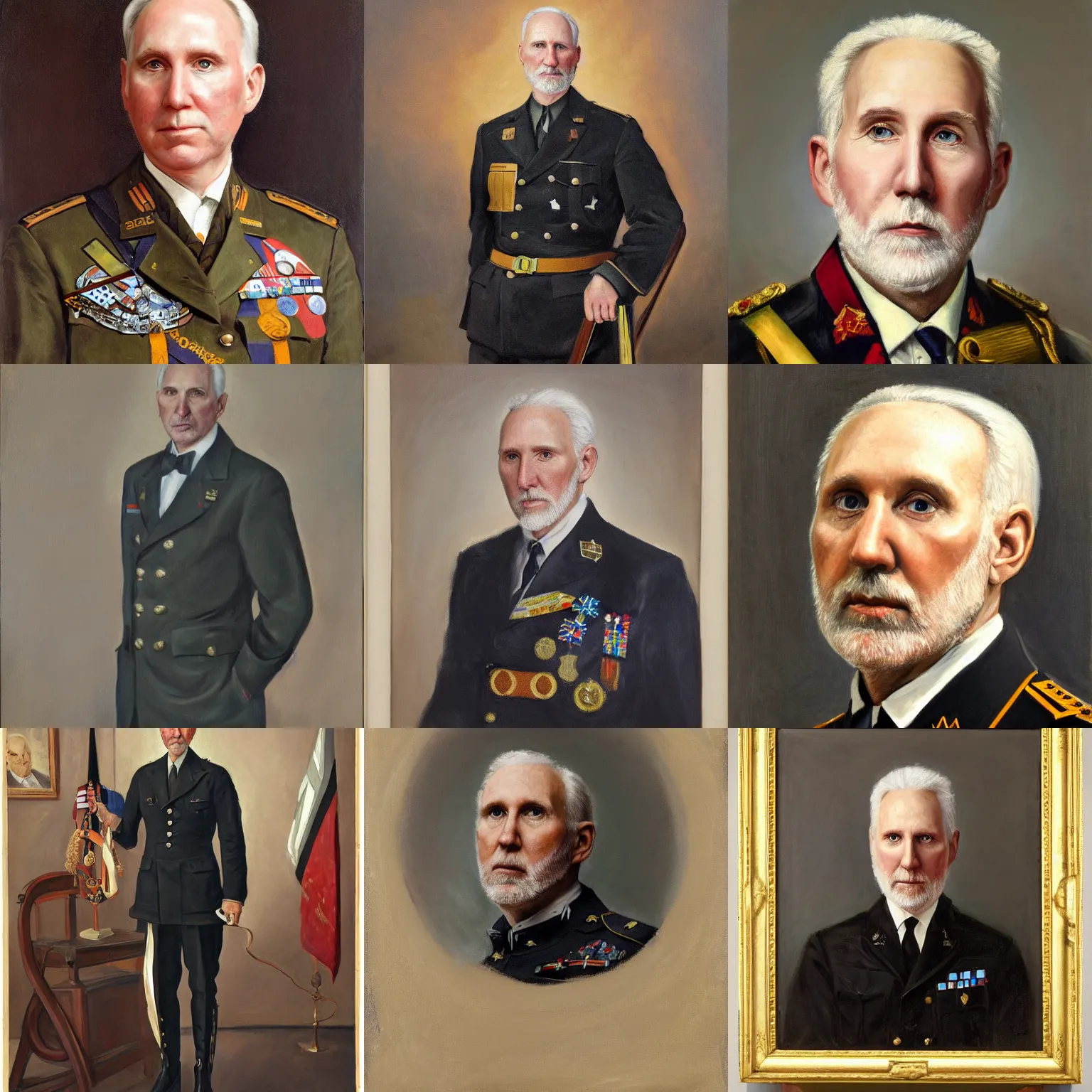 Prompt: official portrait of german chancellor gregg popovich, 1 9 3 5, in militaristic garb. oil on canvas by william sidney mount, national archives, trending on artstation