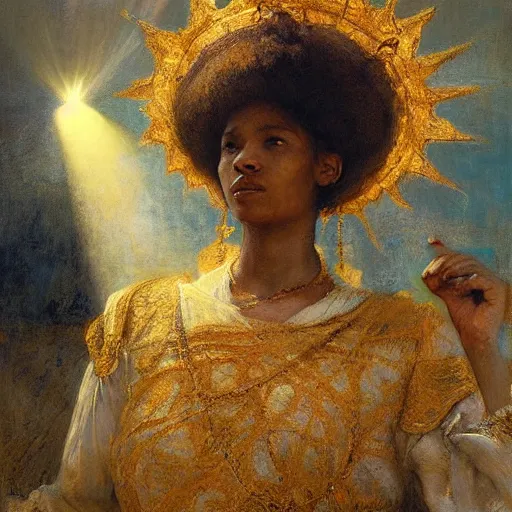 a beautiful portrait of a sun goddess with a golden | Stable Diffusion ...