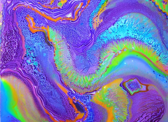 Image similar to Acrylic pour painting, trending on artstation, 4k, 8k, highly detailed, trippy, visual canvas