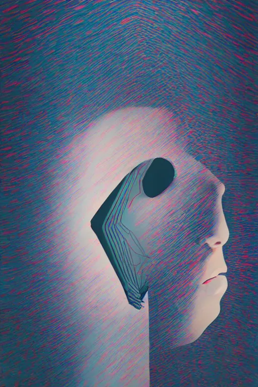Image similar to woman wearing oculus and digital glitch head edward hopper and james gilleard, zdzislaw beksisnski, higly detailed