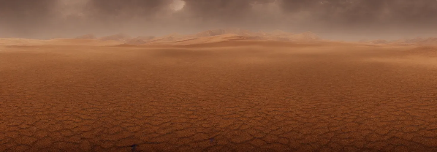Prompt: A desertic landscape with dune and sandstorm by paul chadeisson and aaron westwood, cinematic lighting, extremely detailed, ultra realistic, trending on artstation, 8K