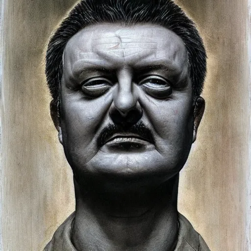 Prompt: Portrait by H.R.Giger of Igor Ivanovich Strelkov degraded abomination, photo-realistic, 2K, highly detailed, bioart, bodyhorror