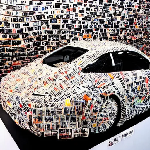 Prompt: photo by annie leibovitz of a car made out of 1 0 0 s of nike air jordan sneakers