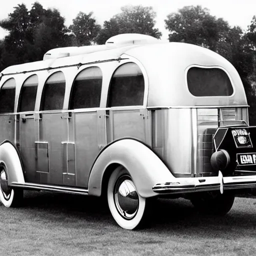 Image similar to photo of a 1 9 3 6 chrysler airstream at an auto show