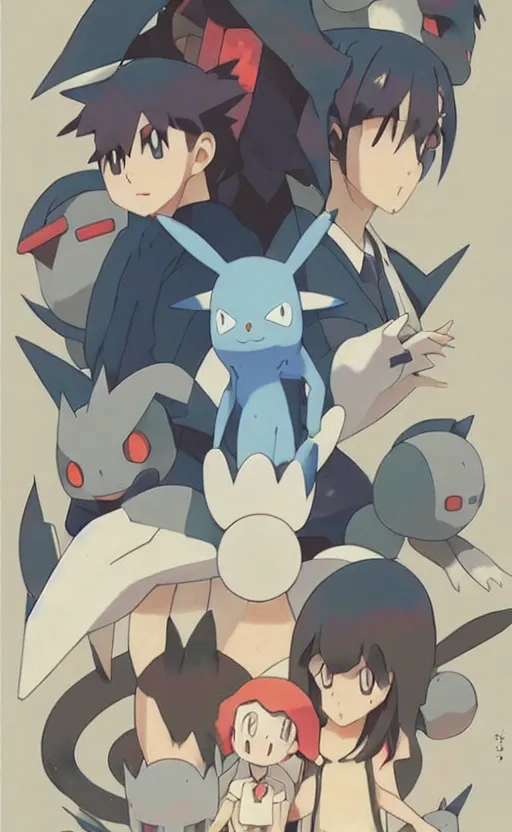 Prompt: an alternative pokemon go card from 1 9 5 0, illustration, concept art, anime key visual, trending pixiv fanbox, by wlop and greg rutkowski and makoto shinkai and studio ghibli and kyoto animation and ken sugimori, symmetrical facial features, cute pocket monster, box art