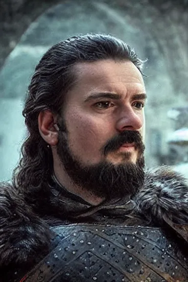 Image similar to “ very very intricate photorealistic photo of a realistic human version of super mario in an episode of game of thrones, photo is in focus with detailed atmospheric lighting, award - winning details ”