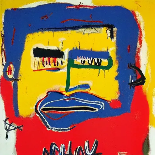 Image similar to portrait of fat man by jean - michel basquiat. pollock, warhol, basquiat. texture