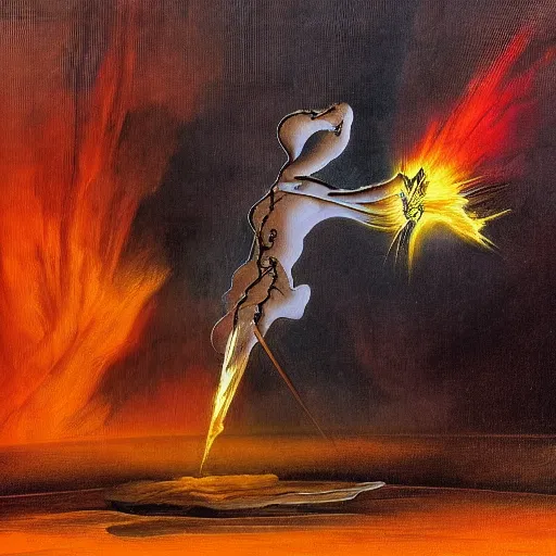 Prompt: fireblast by Salvidor Dali,