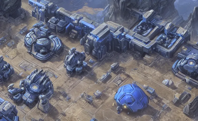 Prompt: a StarCraft 2 terran base, command center, planetary fortress, supply depots, engineering ba, barracks, factory, siege tanks, starport, studio Ghibli, Pixar and Disney animation, sharp, Rendered in Unreal Engine 5, anime key art by Greg Rutkowski, Bloom, dramatic lighting