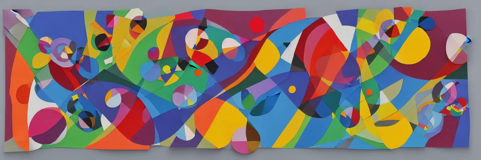 Image similar to simplified 3D kandinsky style paper art