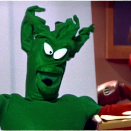Prompt: bryan cranston maniacally laughing as gumby from looney tunes apophasis