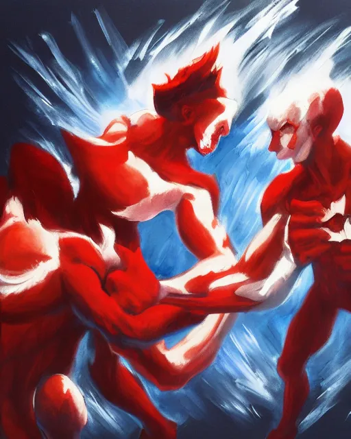 Image similar to a concept painting of sd ai and dall - e ai duking it out