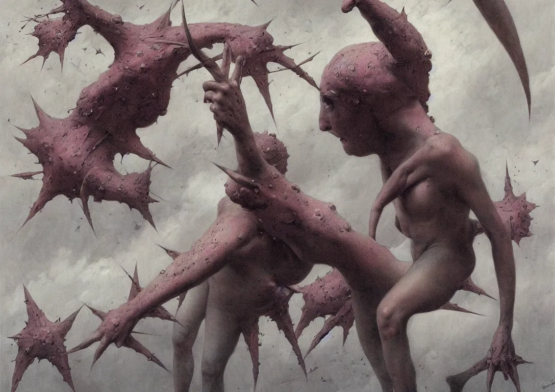 Prompt: patrick star in the style of wayne barlowe, gustav moreau, goward, bussiere, roberto ferri, santiago caruso, luis ricardo falero, frazetta