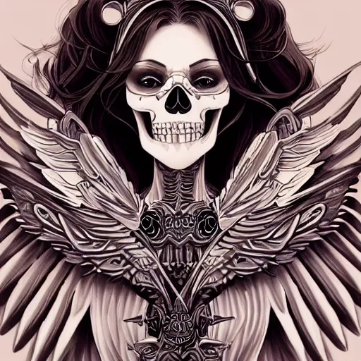 Image similar to anime manga skull portrait young woman skeleton, eagle bird wings intricate, elegant, highly detailed, digital art, ffffound, art by JC Leyendecker and sachin teng