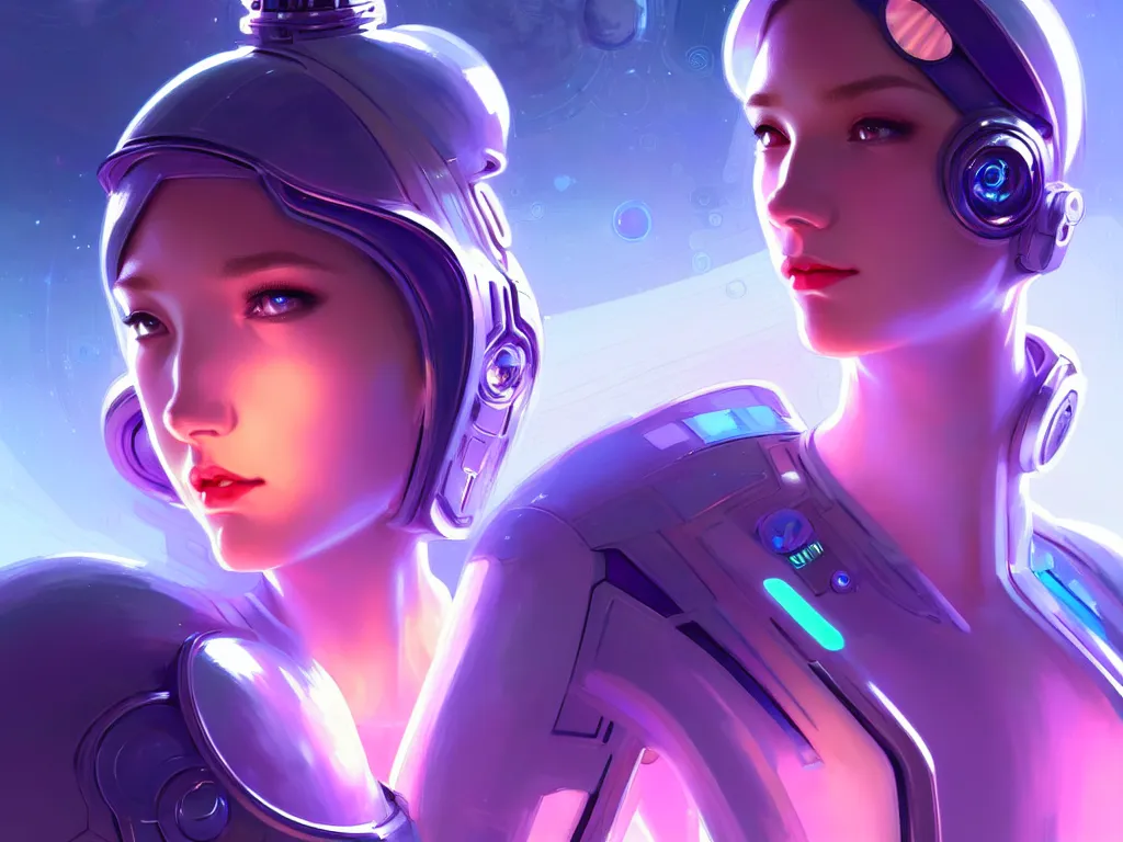 Image similar to portrait futuristic planet neptune police uniform female, in a future huge spaceship internal, neon light, ssci - fi and fantasy, intricate and very very beautiful and elegant, highly detailed, digital painting, artstation, concept art, smooth and sharp focus, illustration, art by tan zi and ayanamikodon and alphonse mucha and wlop