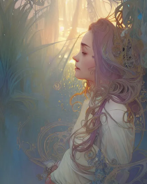 Image similar to secret romance, highly detailed, gold filigree, romantic storybook fantasy, soft cinematic lighting, award, disney concept art watercolor illustration by mandy jurgens and alphonse mucha and alena aenami, pastel color palette, featured on artstation