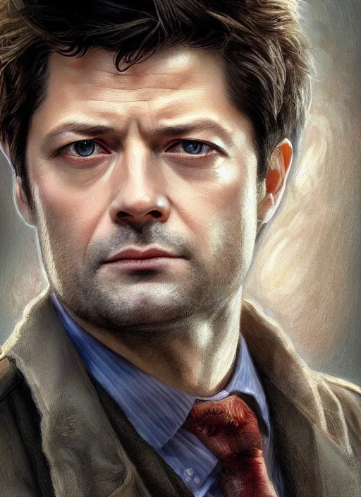 Prompt: beautiful head and shoulders portrait of misha collins as castiel, intricate, elegant, highly detailed, digital painting, beautiful highly detailed face, artstation, concept art, smooth, sharp, focus, illustration, art by artgerm and greg rutkowski and alphonse mucha