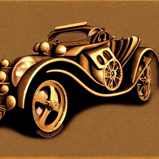 Prompt: car, in the style of steampunk (cubism)