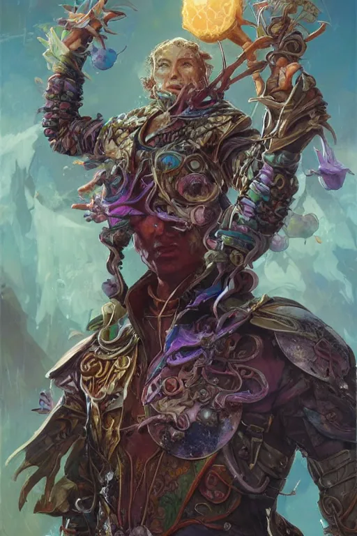 Image similar to portrait of the wizard beetle dreamer wearing reef breastplate by artgerm and Craig Mullins, James Jean, Andrey Ryabovichev, Mark Simonetti and Peter Morbacher 16k