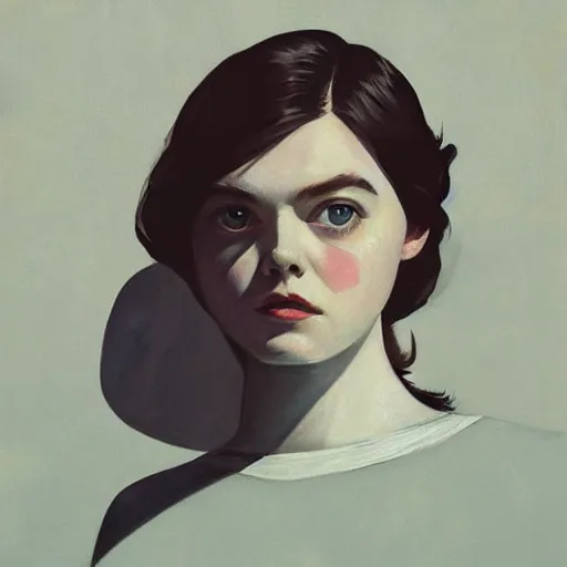 Image similar to elle fanning, ana de armas, anya taylor joy in prey picture by edward hopper, asymmetrical, dark vibes, realistic painting, organic painting, matte painting, geometric shapes, hard edges, graffiti, street art : 2 by sachin teng : 4