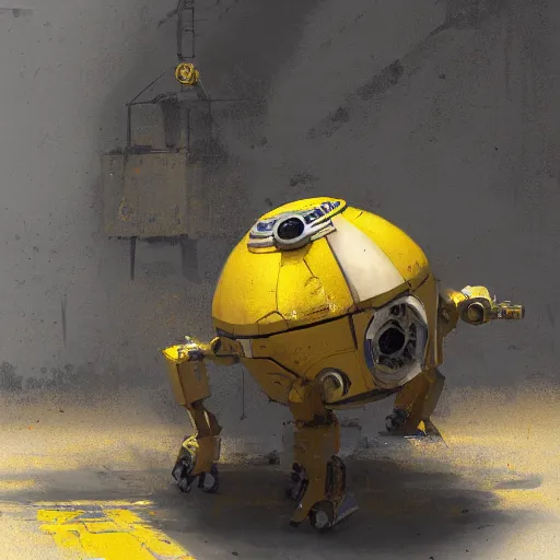 Prompt: big yellow pit droid, by Greg Rutkowski