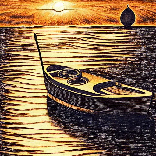Prompt: A Boat, inkpainting, by Johfra Bosschart, Complex, 2010s, Bright, Rays of shimmering light, Plasmaglobe, 16k, Incoherent, Marquee, Infrared, 8k