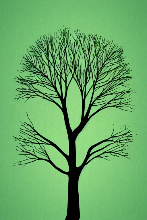 Image similar to minimalist boho style art of a tree with green leaves