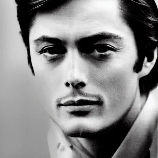 Image similar to alain delon god perfect face coherent by kezie demessance