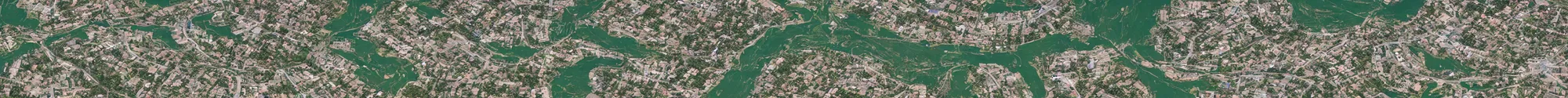 Image similar to satellite view of a town shaped like an alligator