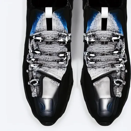 Image similar to detailed balenciaga sneakers design of a biomechanical lynx by subjekt zero