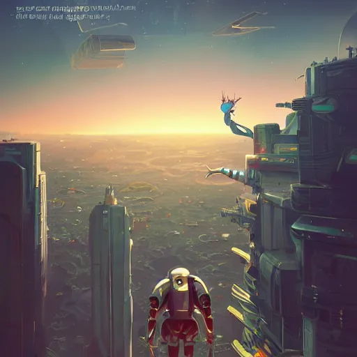 Image similar to frog in spacesuit looking over cyberpunk city, highly detailed, vector art, art by jesper ejsing, by rhads, makoto shinkai and lois van baarle, ilya kuvshinov, rossdraws