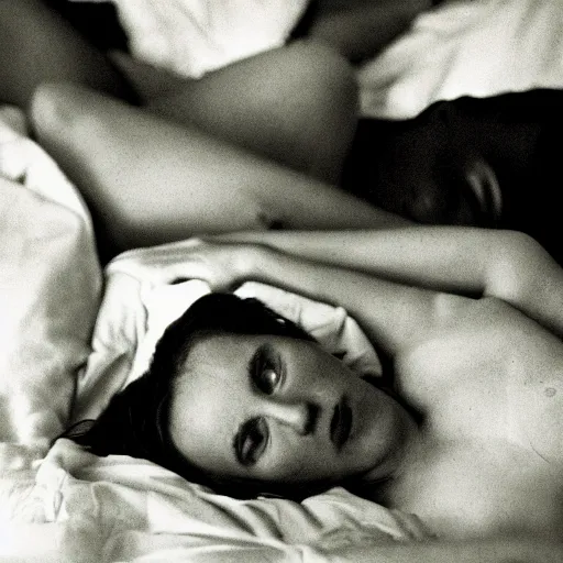Prompt: photography of people in bed, by antoine d'agata