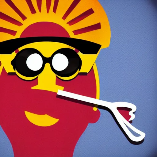 Prompt: a logo of an emoji with sunglasses smoking