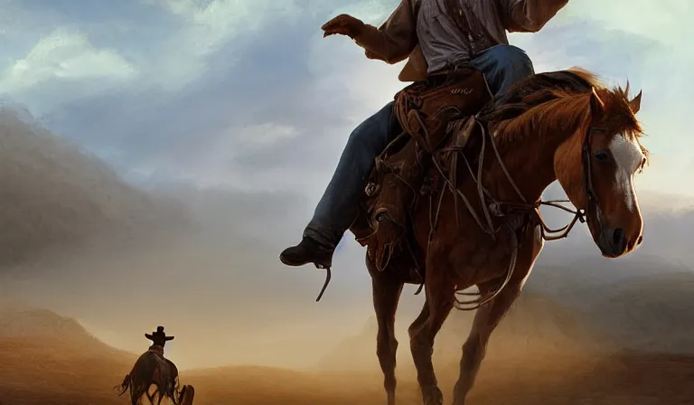 Image similar to cowboy ridding on horse to town in the old west, sharp focus, intricate, elegant, digital painting, artstation, matte, highly detailed, concept art, illustration, volumetric lighting, bokeh light, art by greg olsen and liz lemon swindle