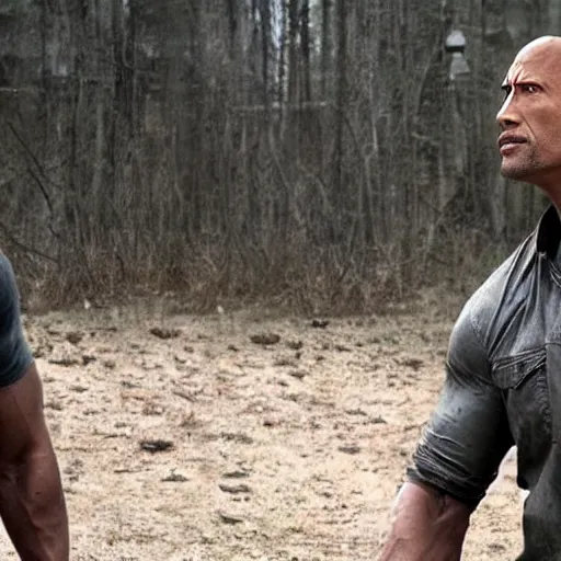 Image similar to Dwayne Johnson in The Walking Dead 4K quality super realistic