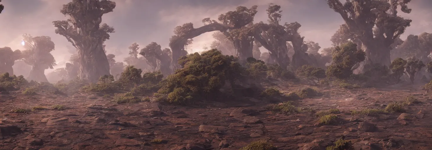 Image similar to an alien planet, realistic, detailed, unreal engine,