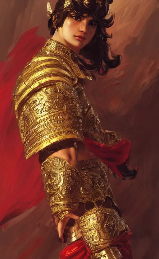 Image similar to portrait of an ancient greek character in intricate ornate armor, by ilya kuvshinov, by thomas lawrence, by bayard wu, trending on artstation, masterpiece