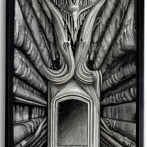 Prompt: a mirror by HR Giger