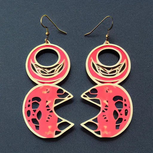 Image similar to segmented 2d laser cut earrings, doctor who
