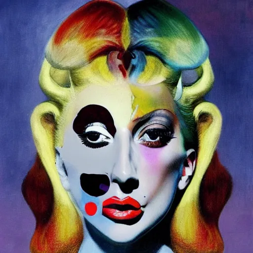 Image similar to lady gaga painted by salvador dali