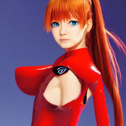 Prompt: Asuka Langley from Neon Genesis Evangelion, live action, beautiful portrait, golden hour