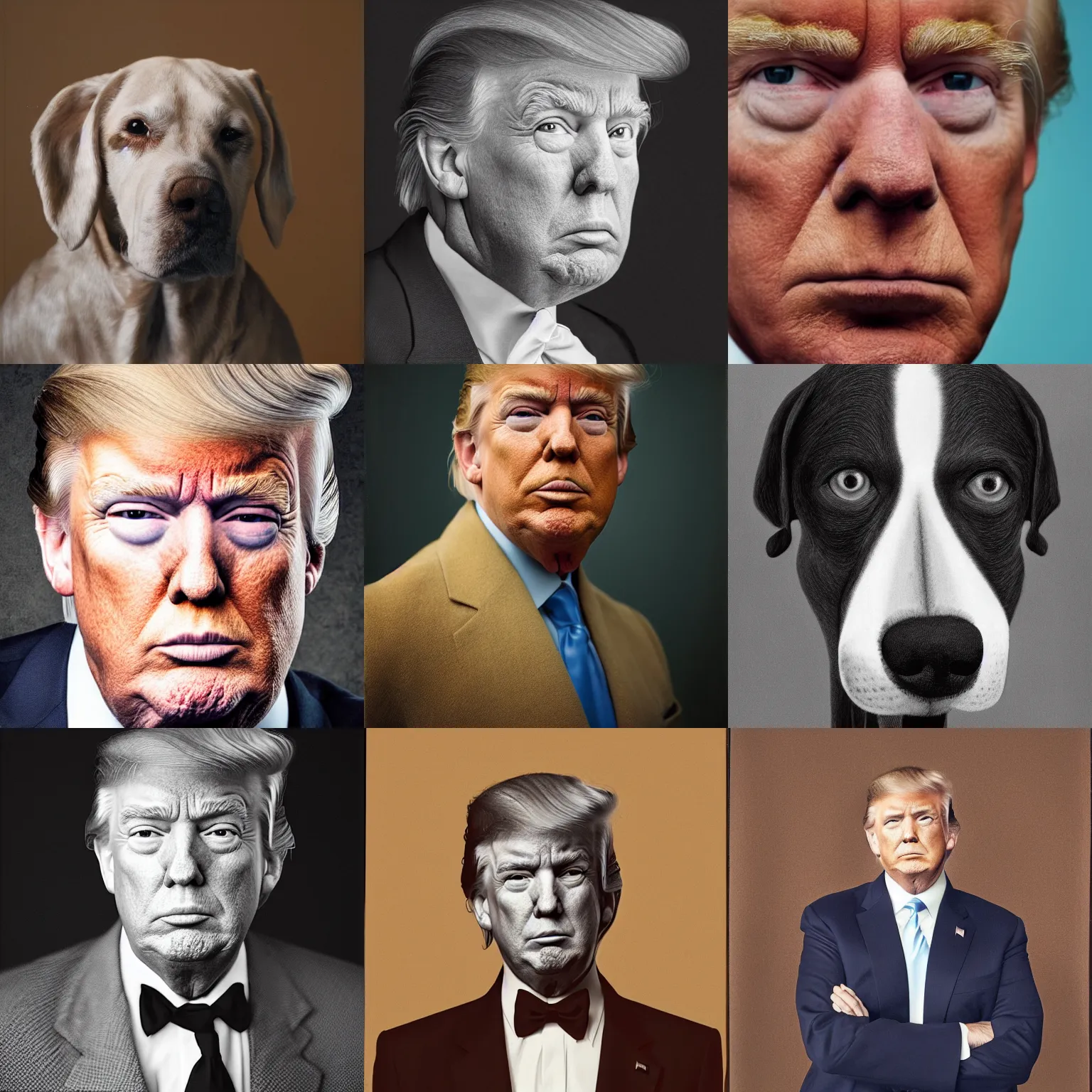 Prompt: a high detail portrait photo of Trump by William Wegman, realism, 8k