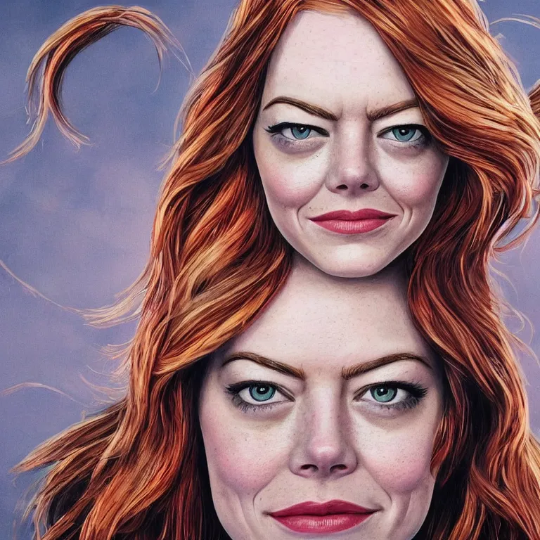 Image similar to highly detailed portrait of Emma Stone as Superwoman, intricate, masterpiece