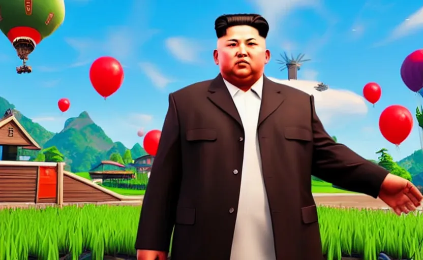 Image similar to a screenshot of kim jong un in fortnite,