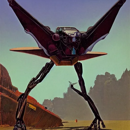 Image similar to Magnificent mecha-pterodactyl hybrid by Roger Dean, by Dean Ellis, surrealism, mecha, pterodactyl, horse