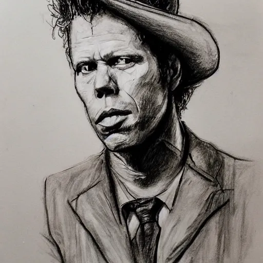 Image similar to tom waits portrait sketch