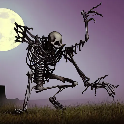 Prompt: skeletal being clawing its way out of a shallow grave, moonlit graveyard, horror, ancient lighting, concept art